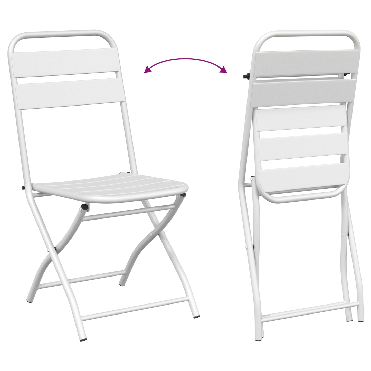 Folding Garden Chairs 2 pcs White Steel
