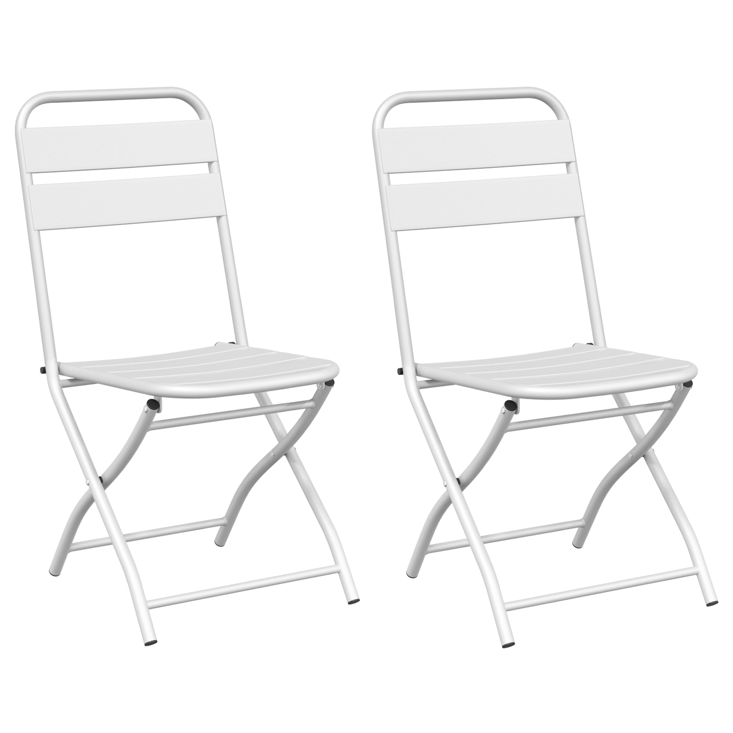 Folding Garden Chairs 2 pcs White Steel