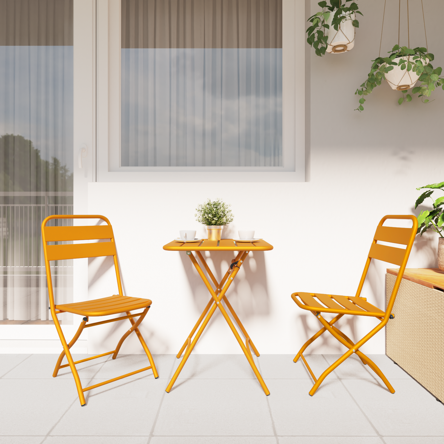 Folding Garden Chairs 2 pcs Mustard Yellow 42x52x82 cm Powder-coated Steel