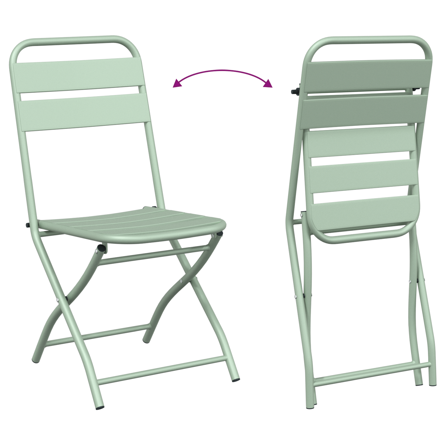 Folding Garden Chairs 2 pcs Light Mint 42x52x82 cm Powder-coated Steel