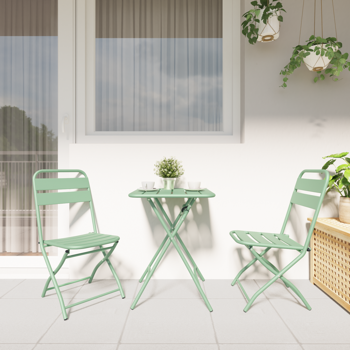 Folding Garden Chairs 2 pcs Light Mint 42x52x82 cm Powder-coated Steel