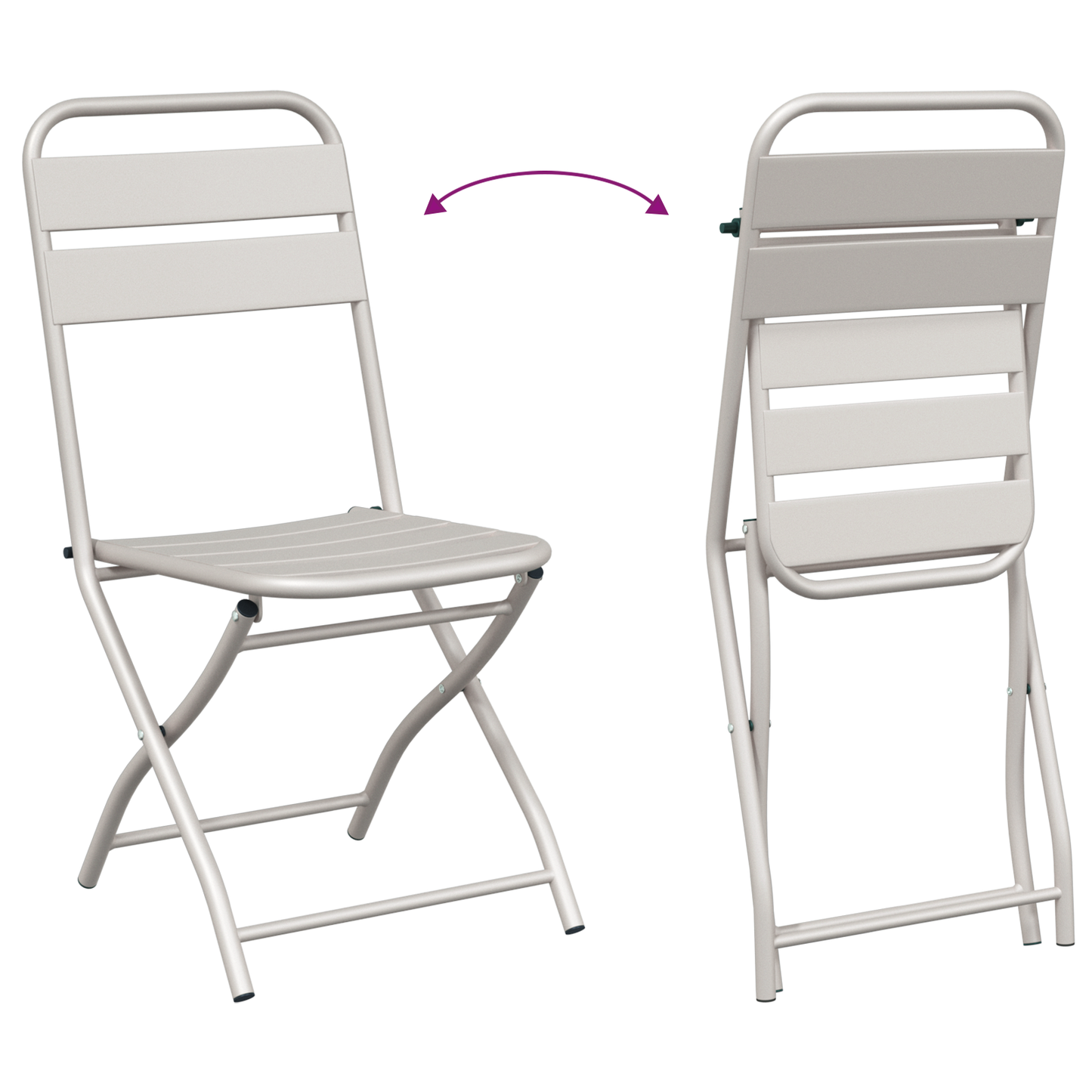 Folding Garden Chairs 2 pcs Beige 42x52x82 cm Powder-coated Steel