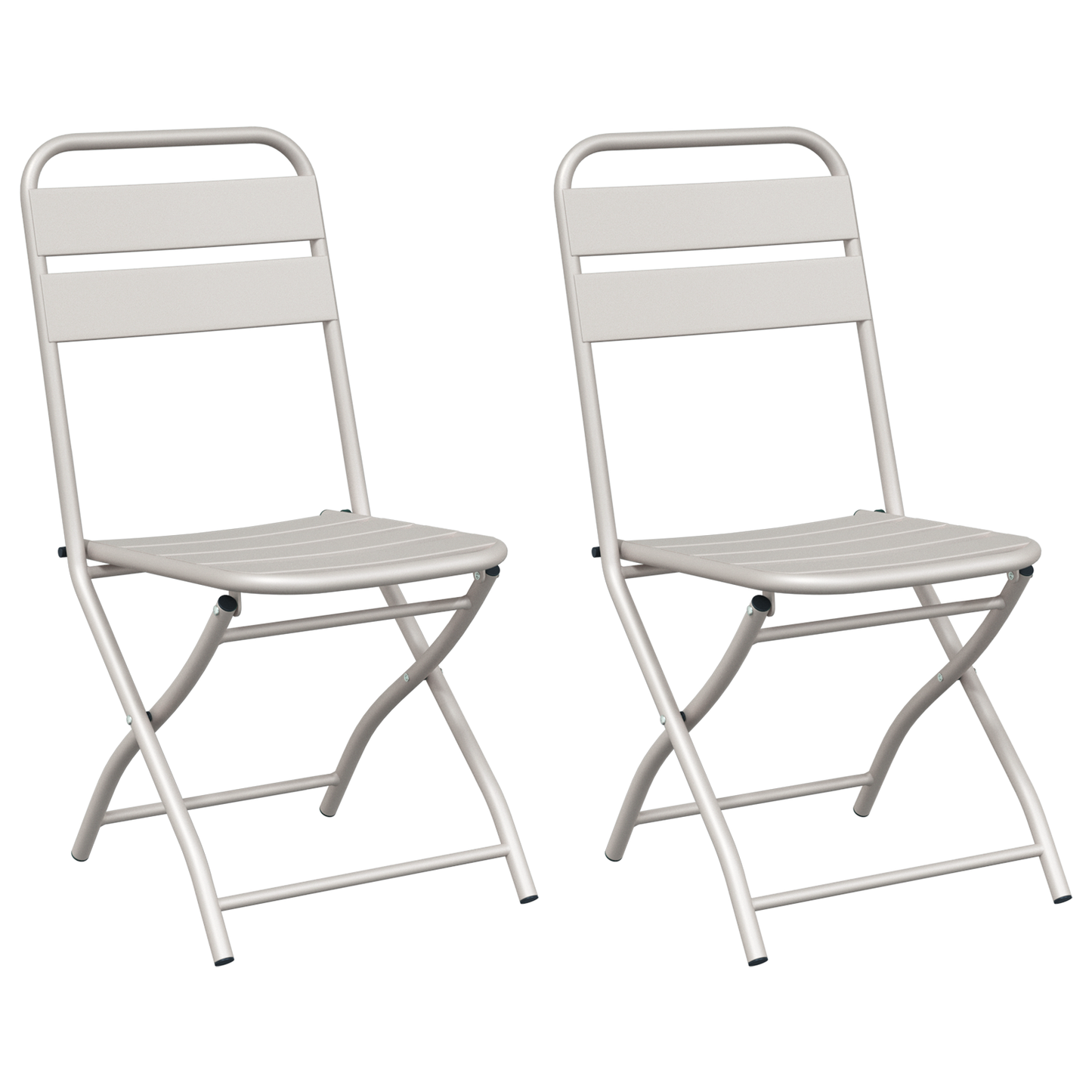 Folding Garden Chairs 2 pcs Beige 42x52x82 cm Powder-coated Steel