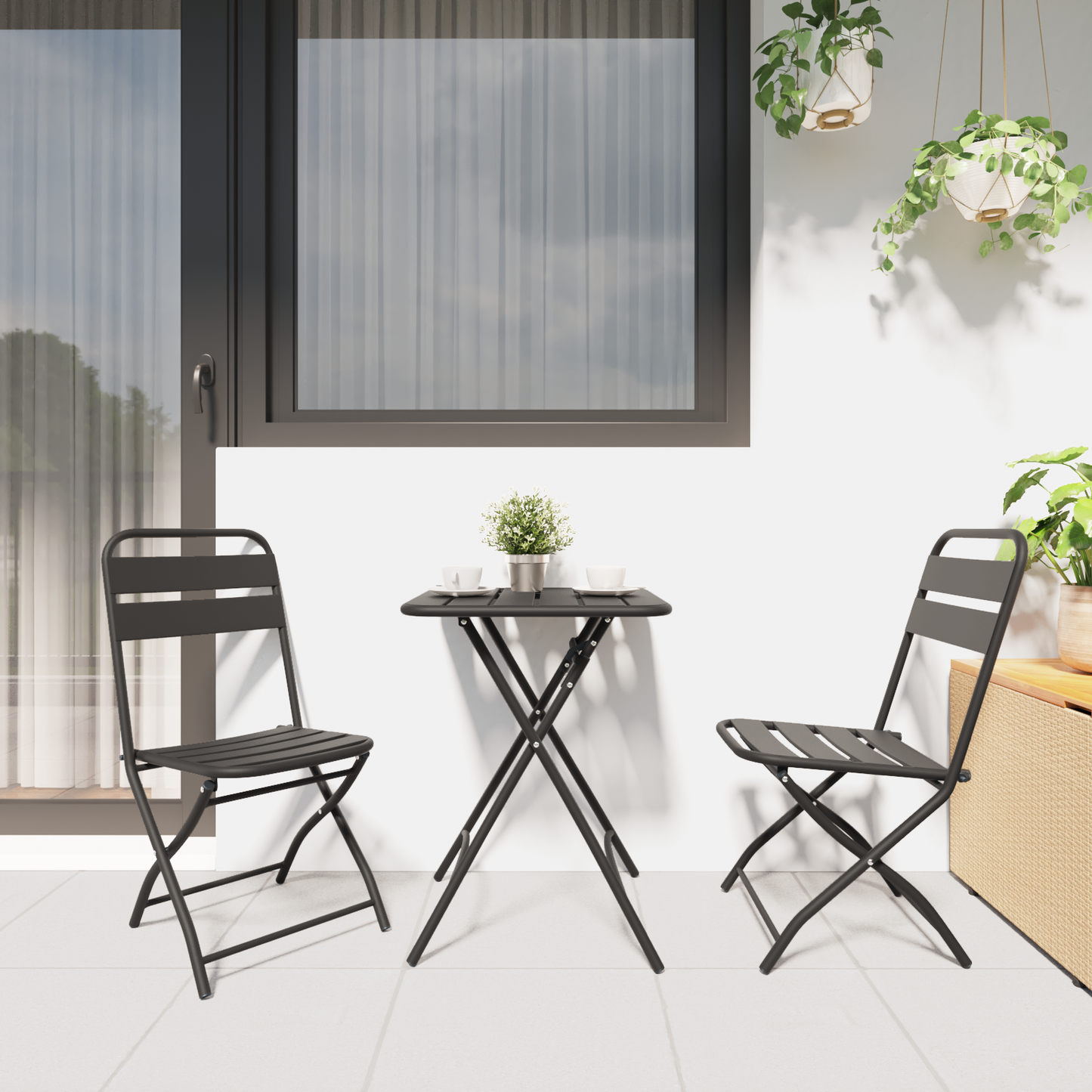 Folding Garden Chairs 2 pcs Anthracite 42x52x82 cm Powder-coated Steel