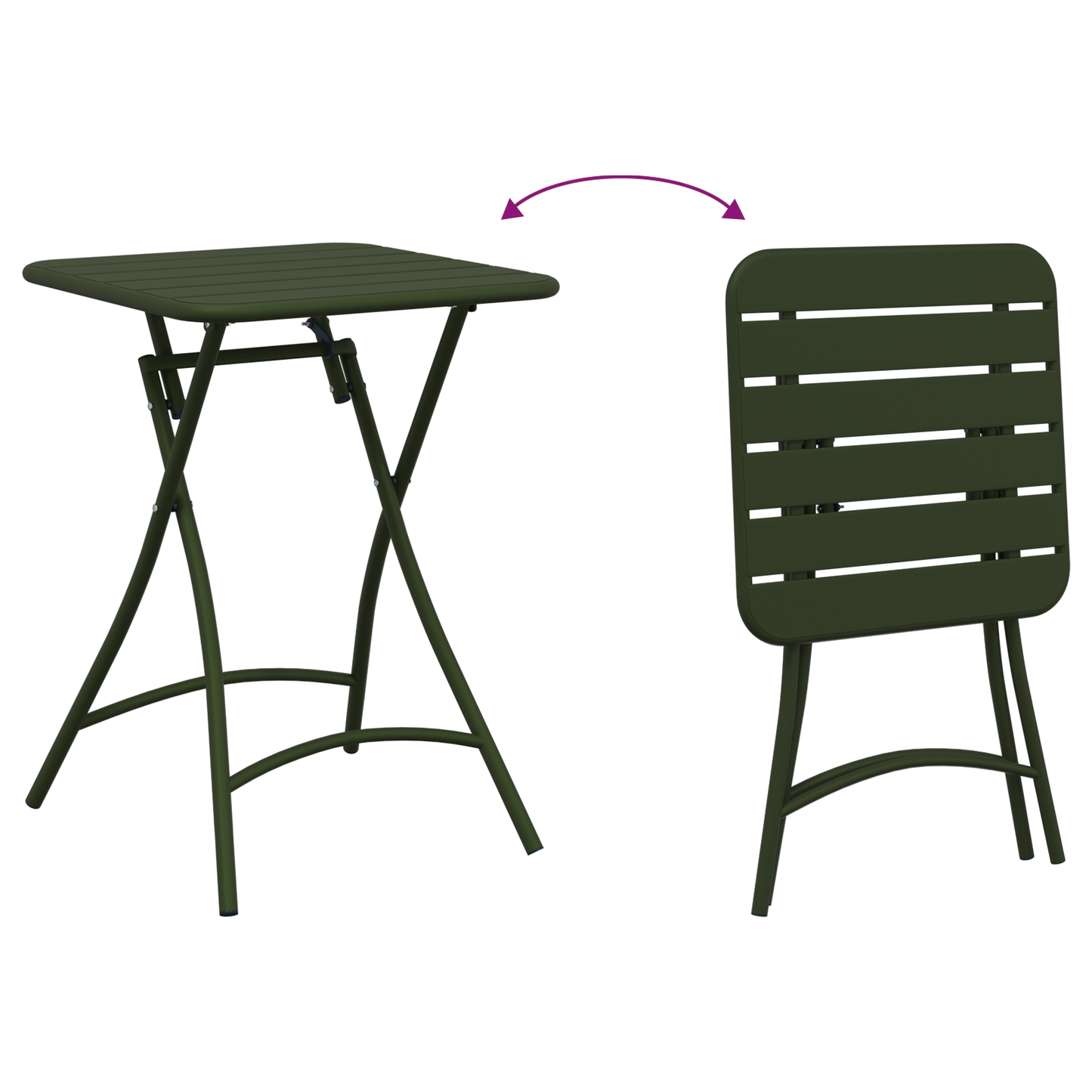 Dark Green Folding Garden Table 55x55x73 cm - Steel