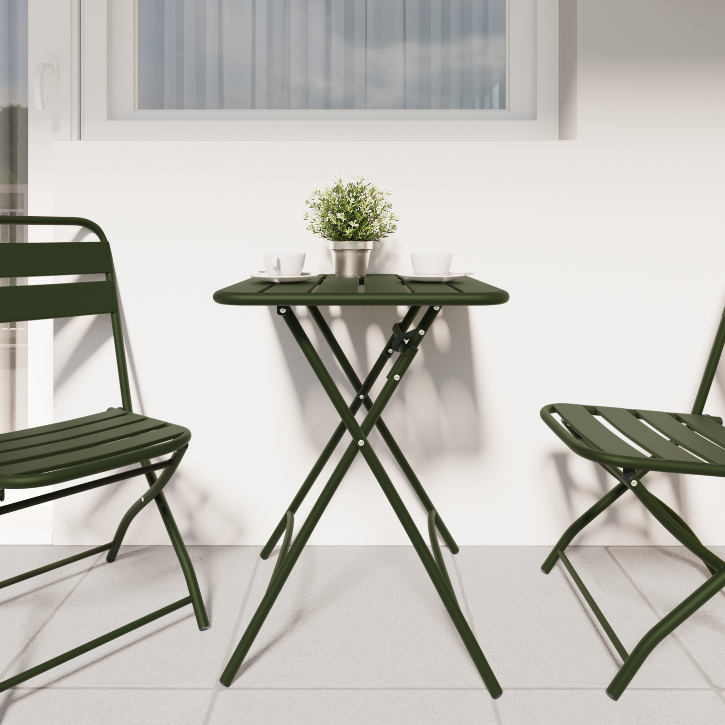 Dark Green Folding Garden Table 55x55x73 cm - Steel
