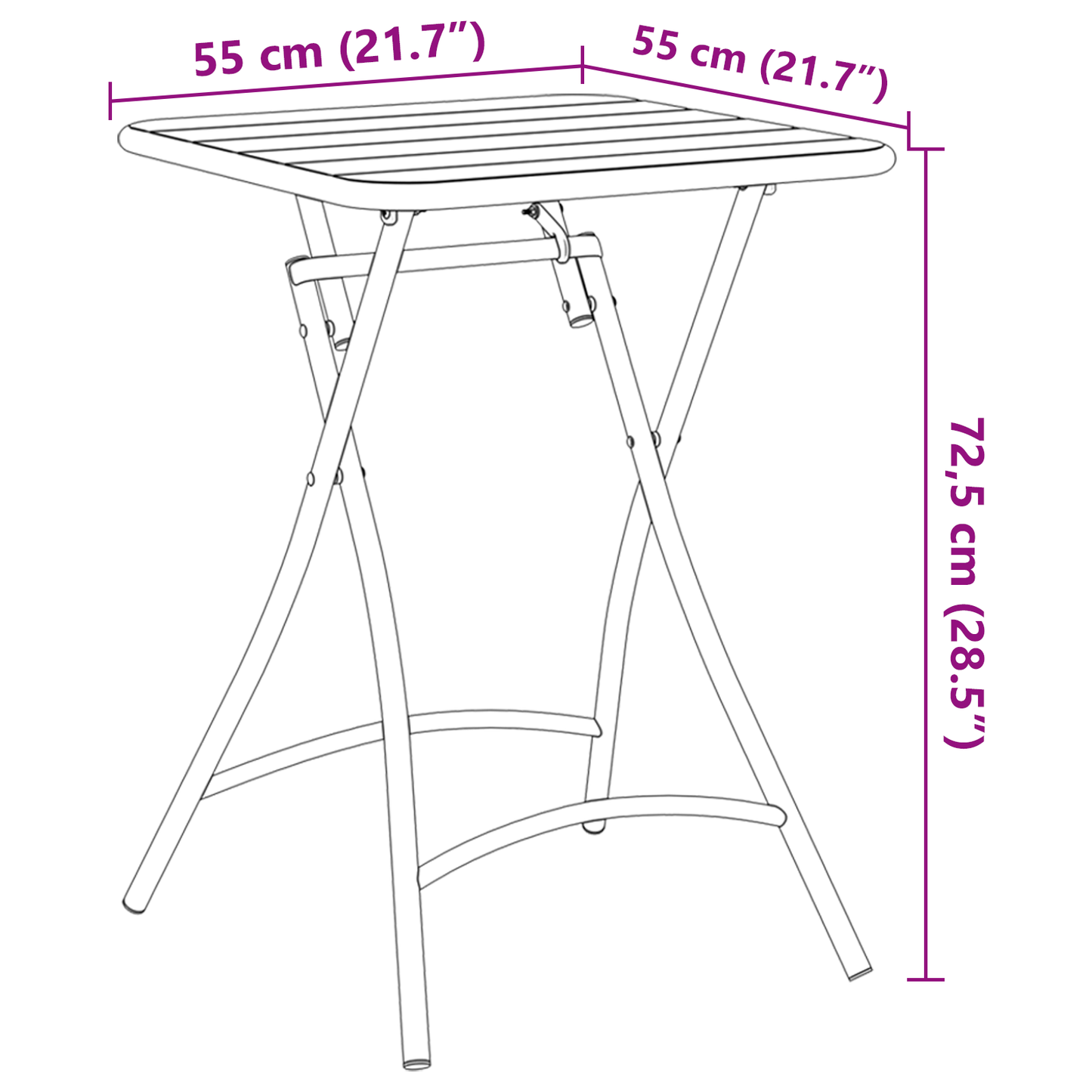 Dark Green Folding Garden Table 55x55x73 cm - Steel