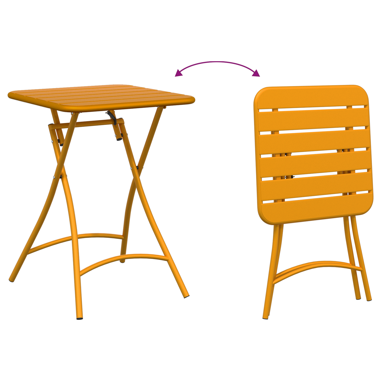Foldable Garden Table - Mustard Yellow - 55x55x73 cm - Steel
