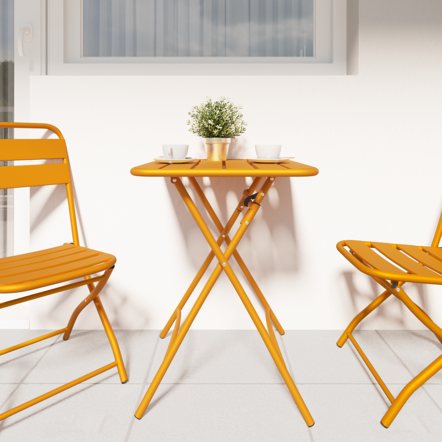 Foldable Garden Table - Mustard Yellow - 55x55x73 cm - Steel