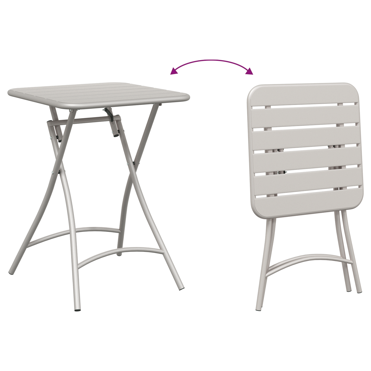 Folding Garden Table Beige 55x55x73 cm Steel