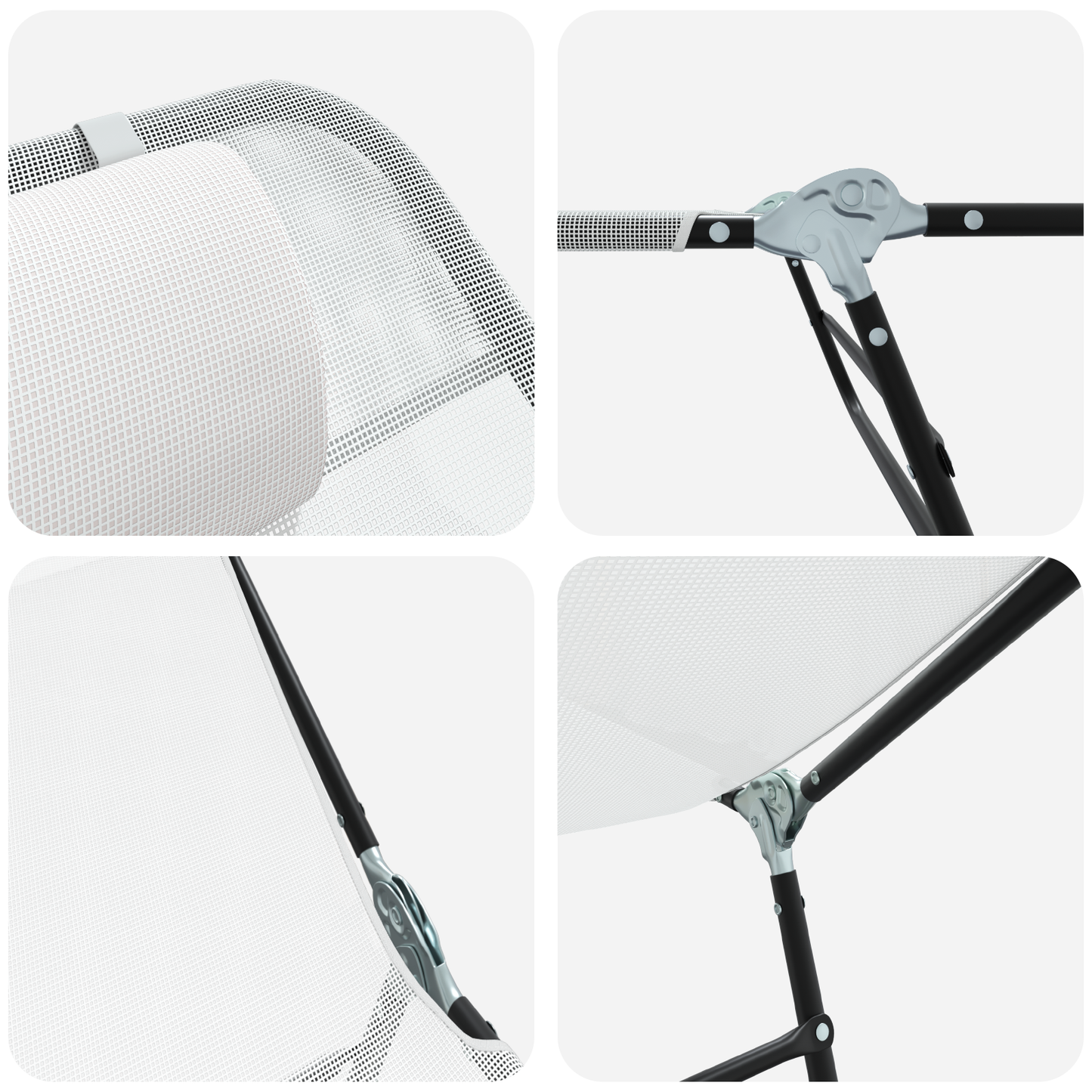 Folding Sun Lounger with Headrest Cream Textilene