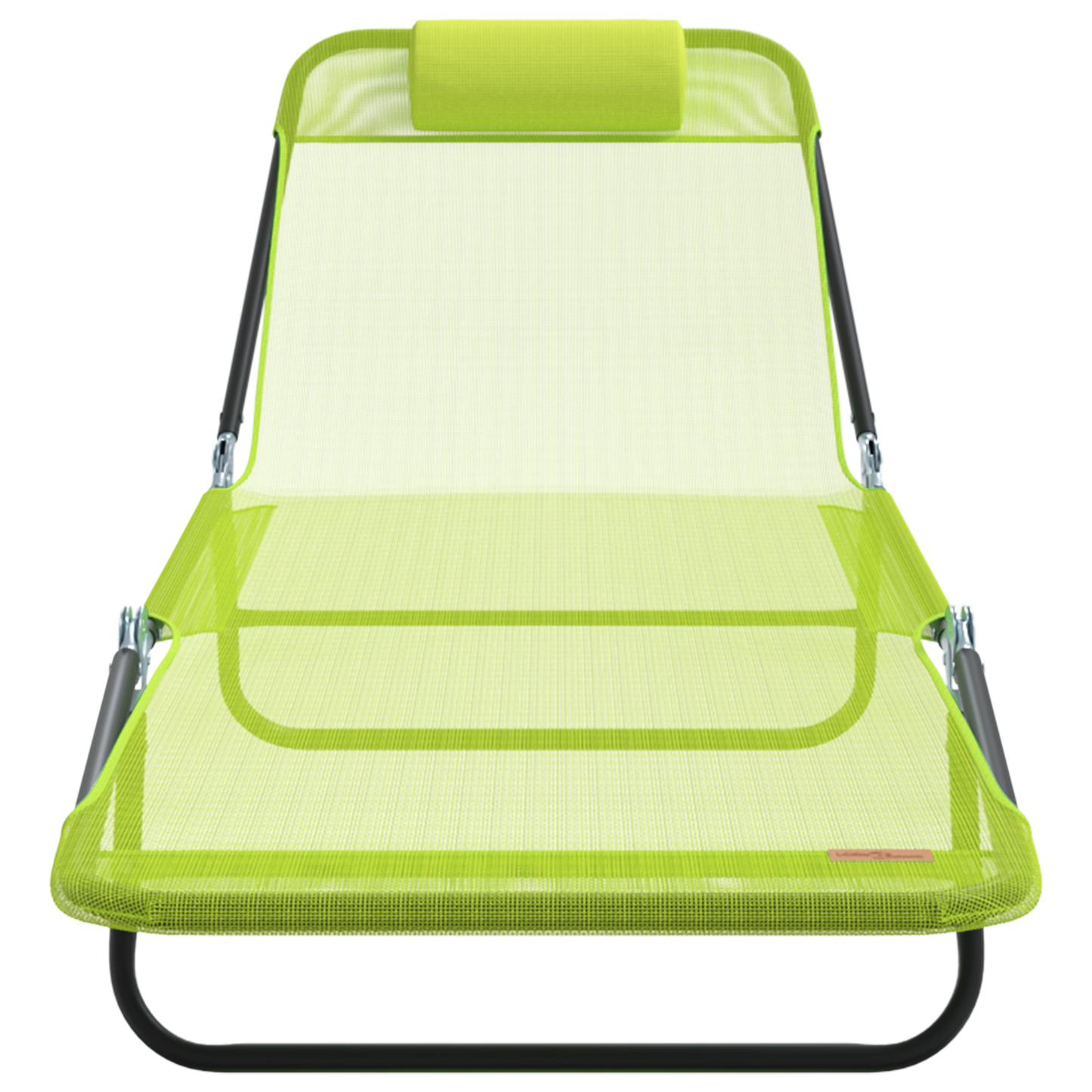 Folding Sun Lounger with Headrest Green Textilene