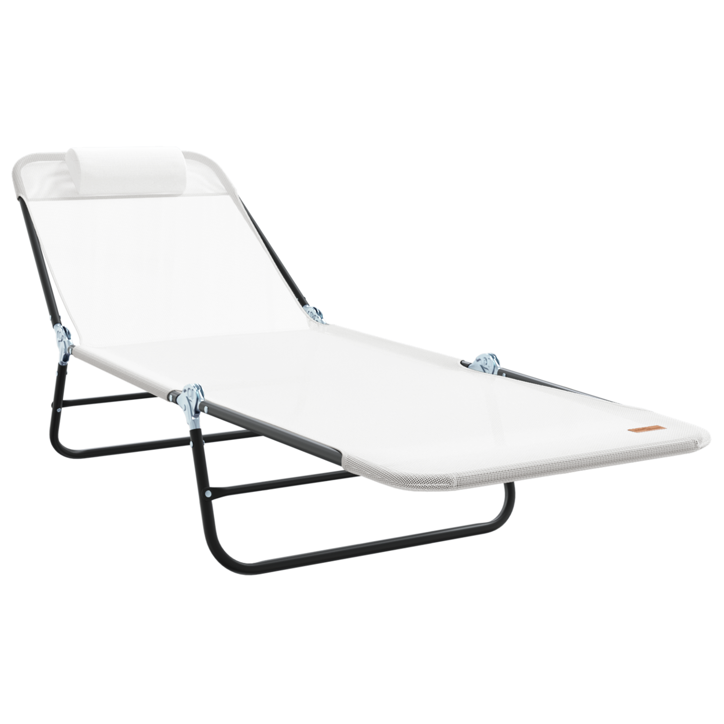 Folding Sun Loungers 2 pcs with Headrest Cream Textilene