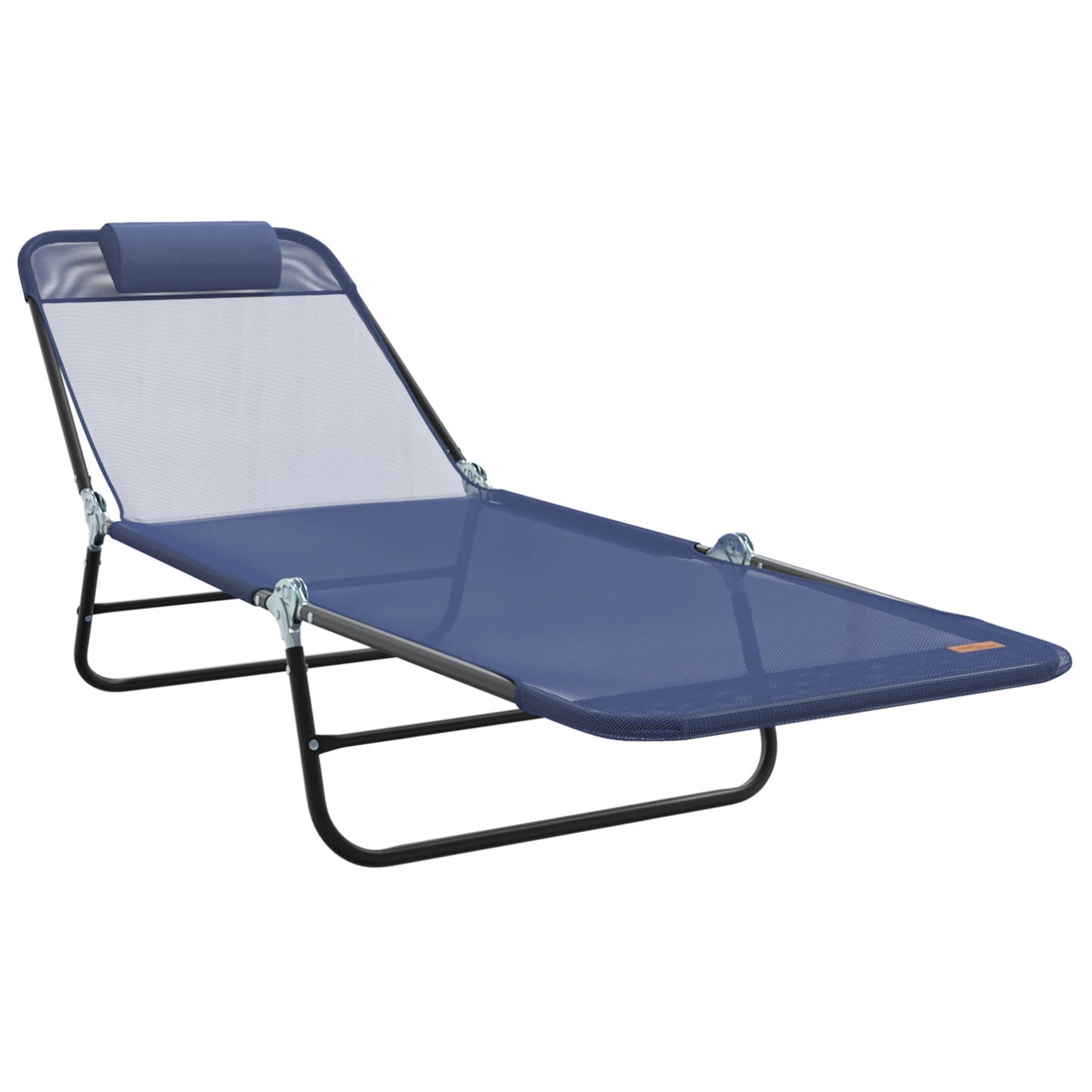 Folding Sun Loungers 2 pcs with Headrest Navy Textilene