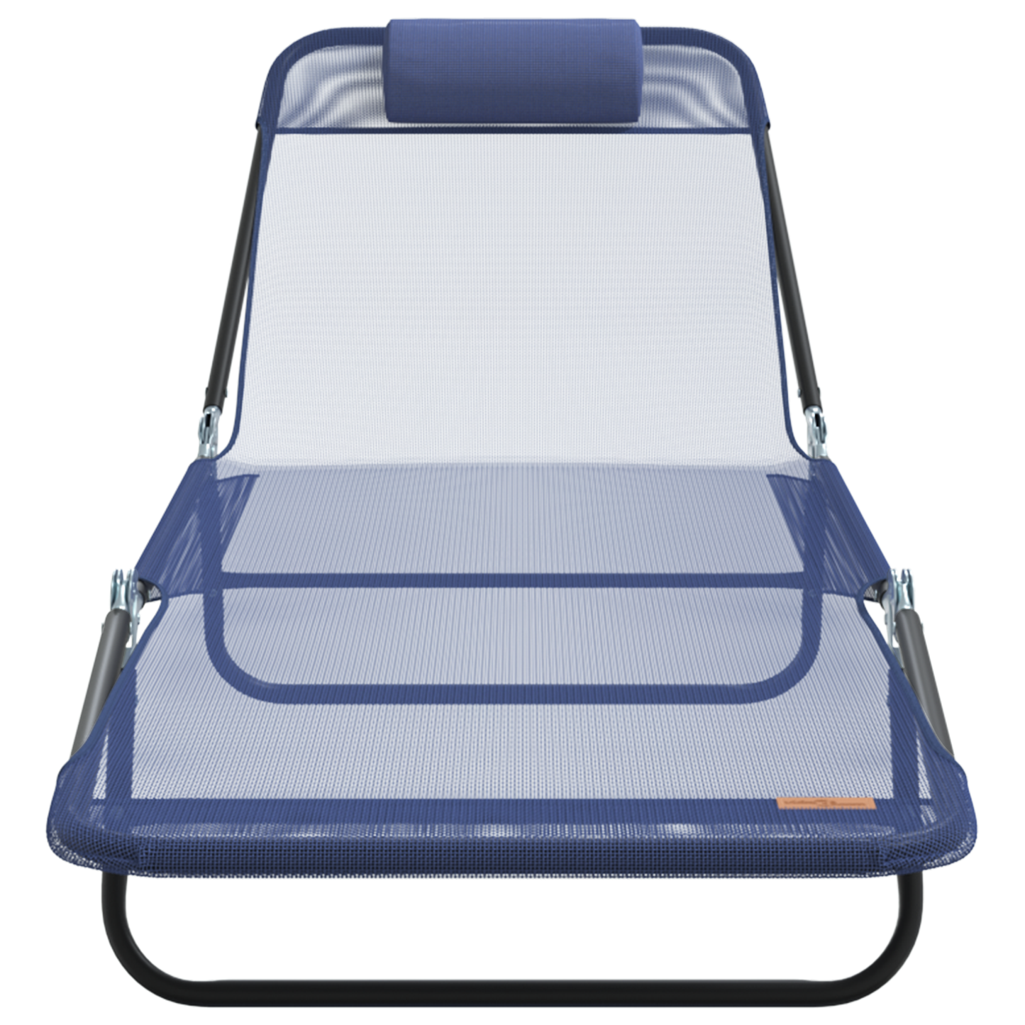 Folding Sun Loungers 2 pcs with Headrest Navy Textilene