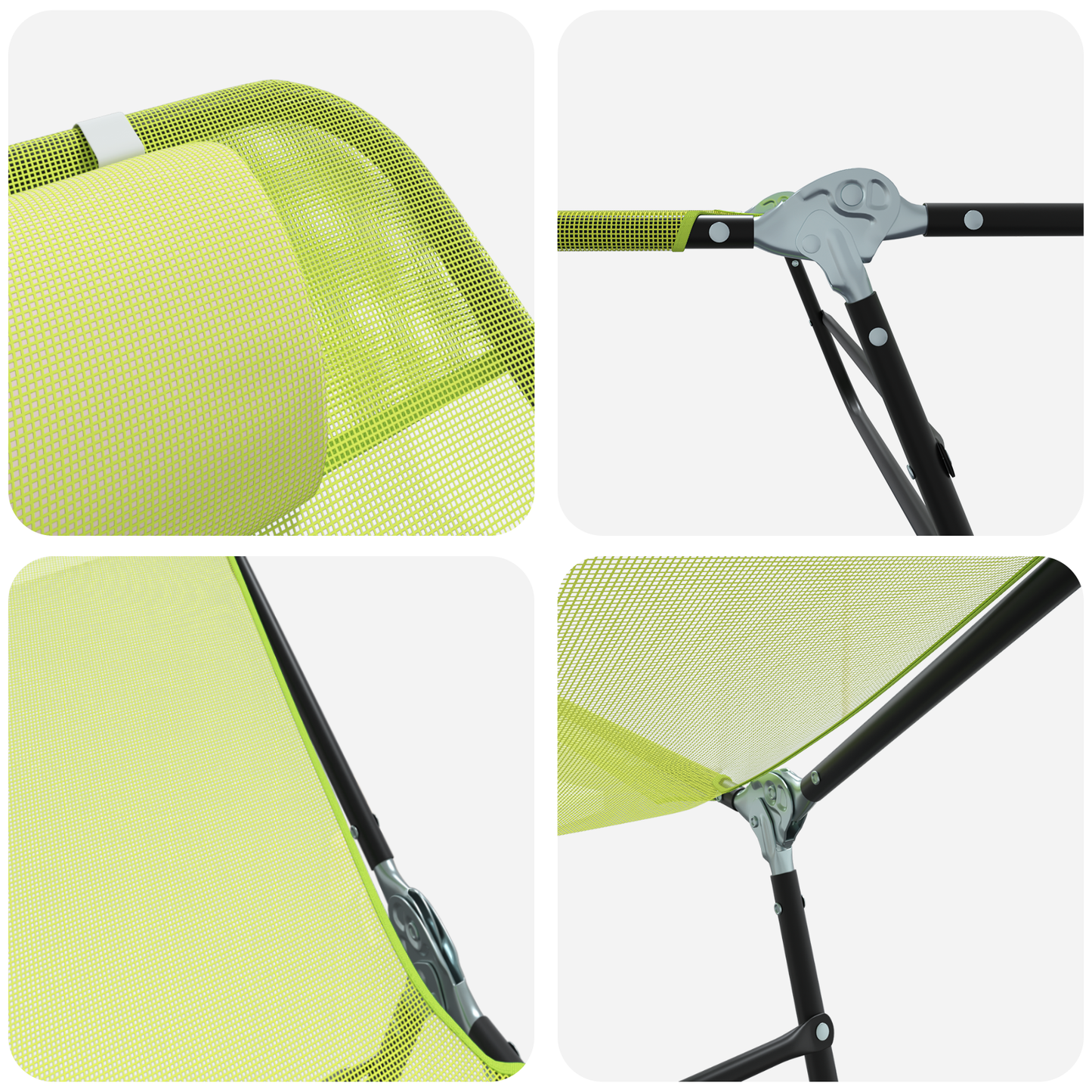 Folding Sun Loungers 2 pcs with Headrest Green Textilene