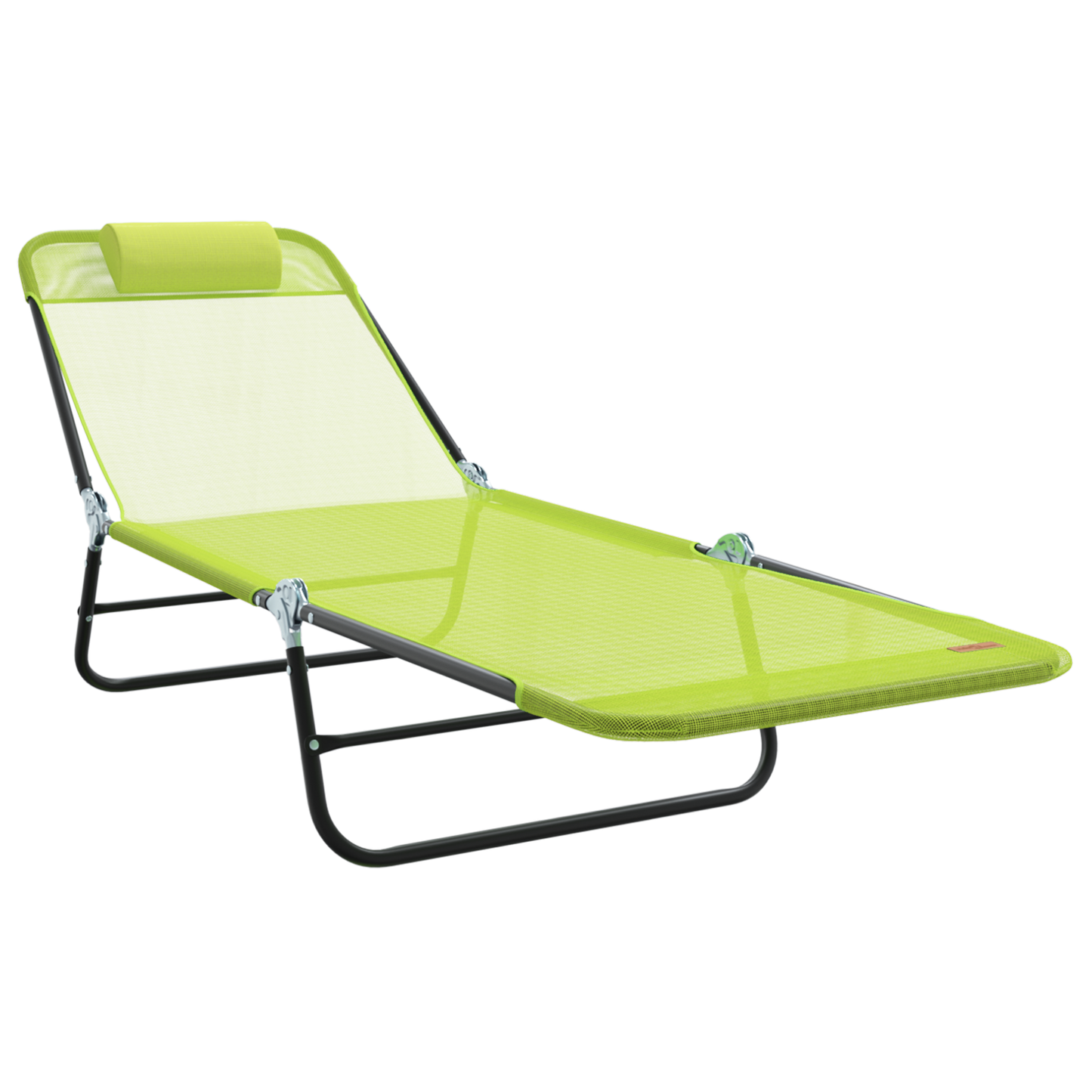 Folding Sun Loungers 2 pcs with Headrest Green Textilene
