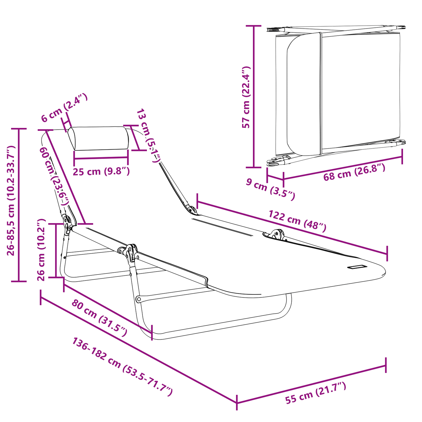 Folding Sun Loungers 2 pcs with Headrest Green Textilene
