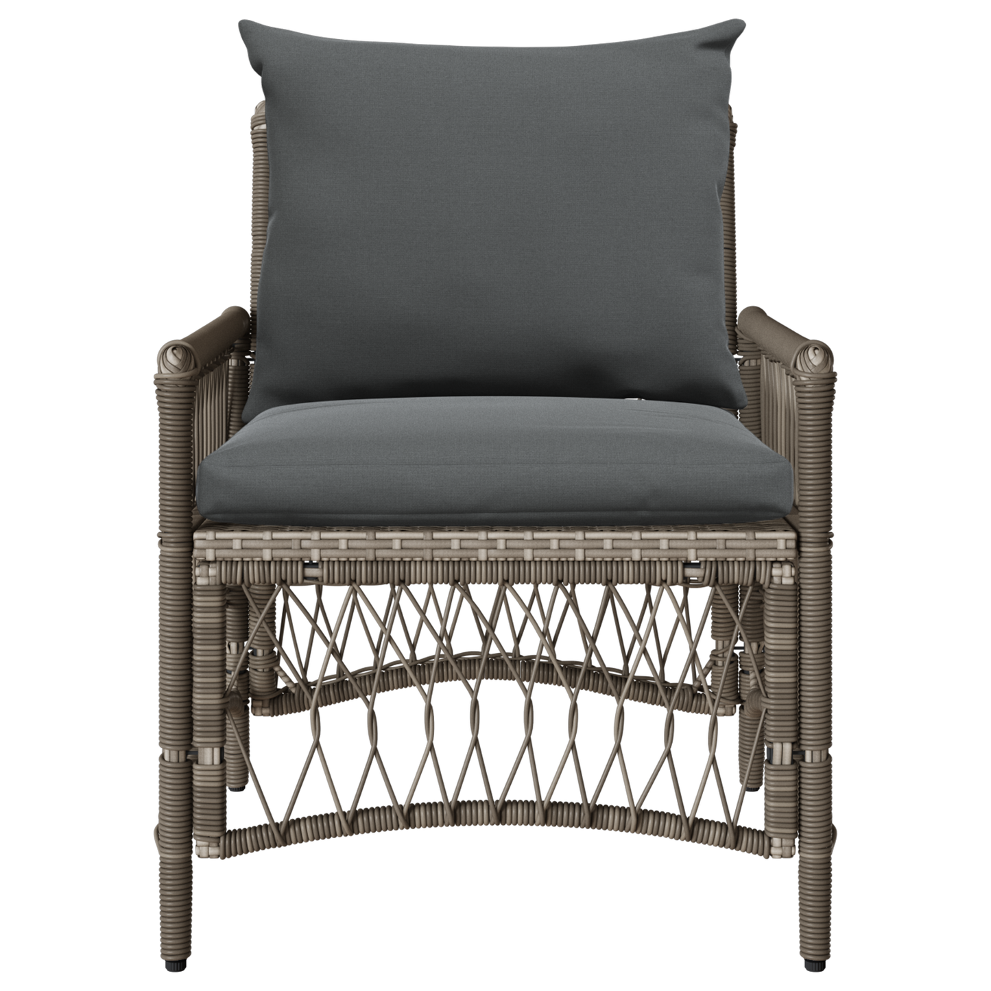 Garden Chair with Cushions Grey Poly Rattan
