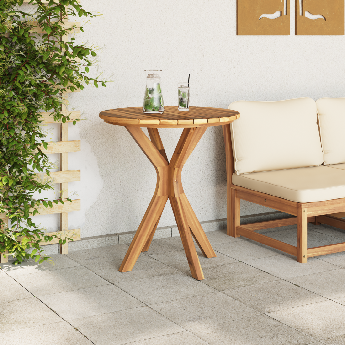 Garden Bistro Table Ø70x75 cm Solid Wood Teak