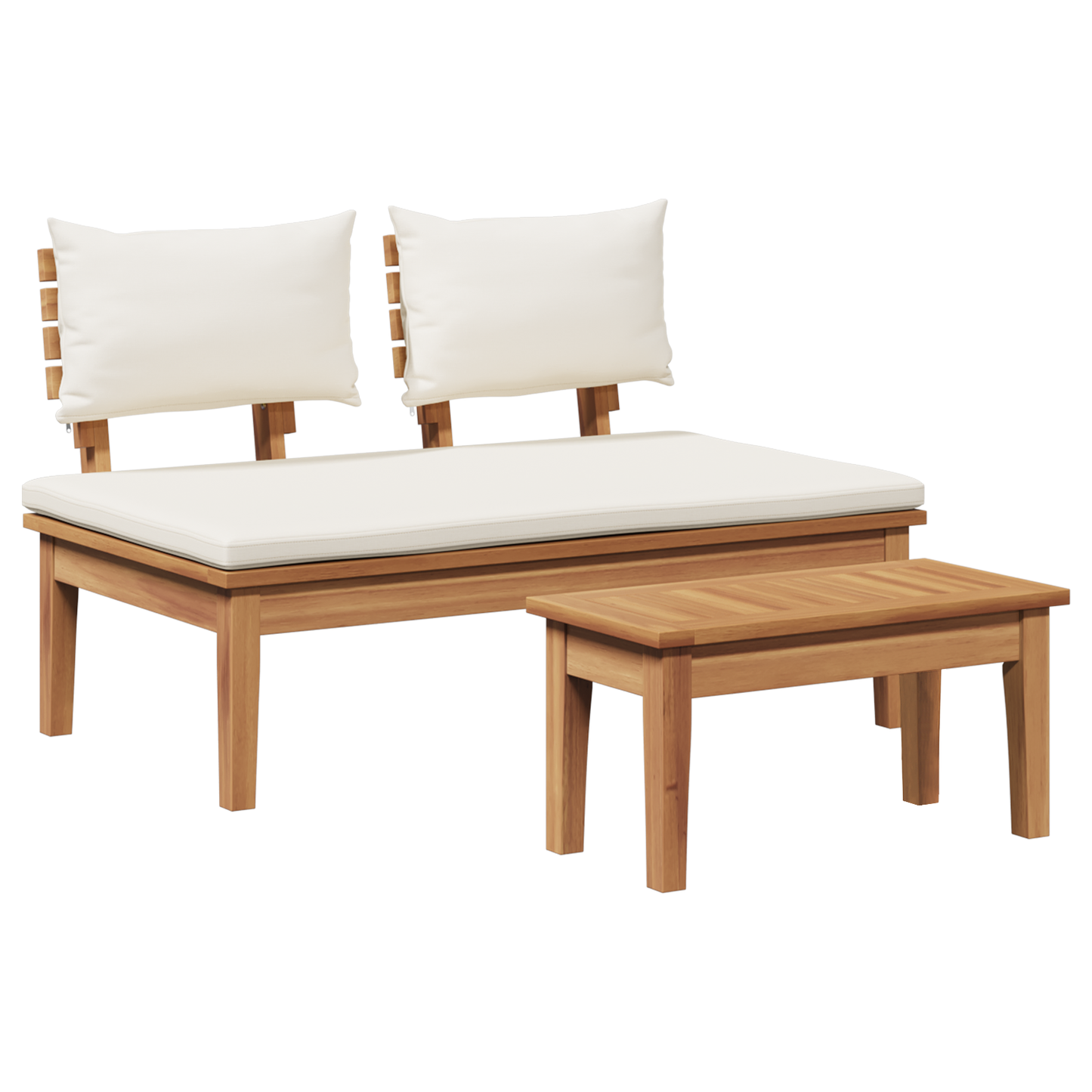 2 Piece Garden Bench Set Solid Wood Teak