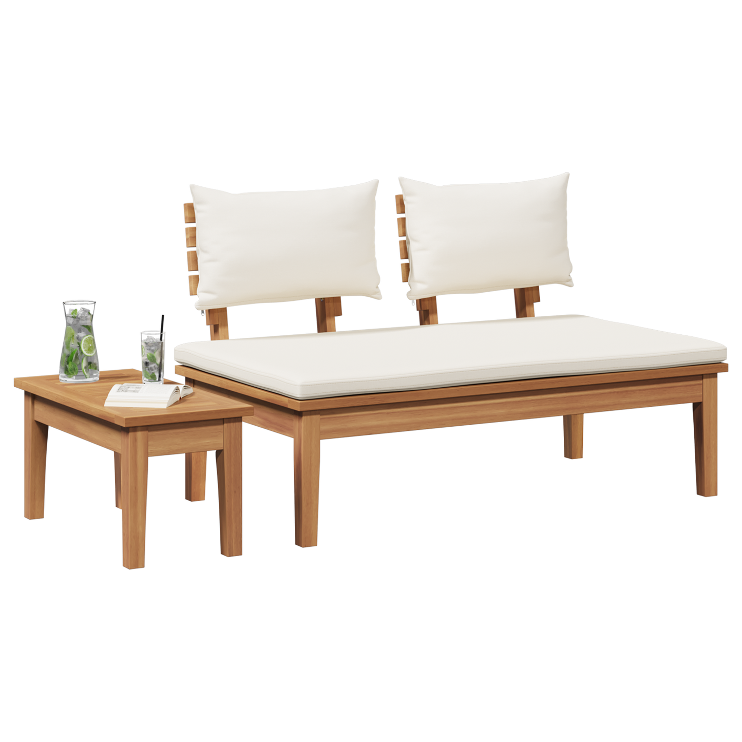 2 Piece Garden Bench Set Solid Wood Teak