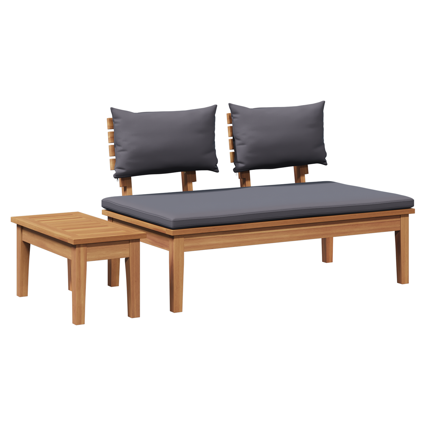 2 Piece Garden Bench Set Solid Wood Teak