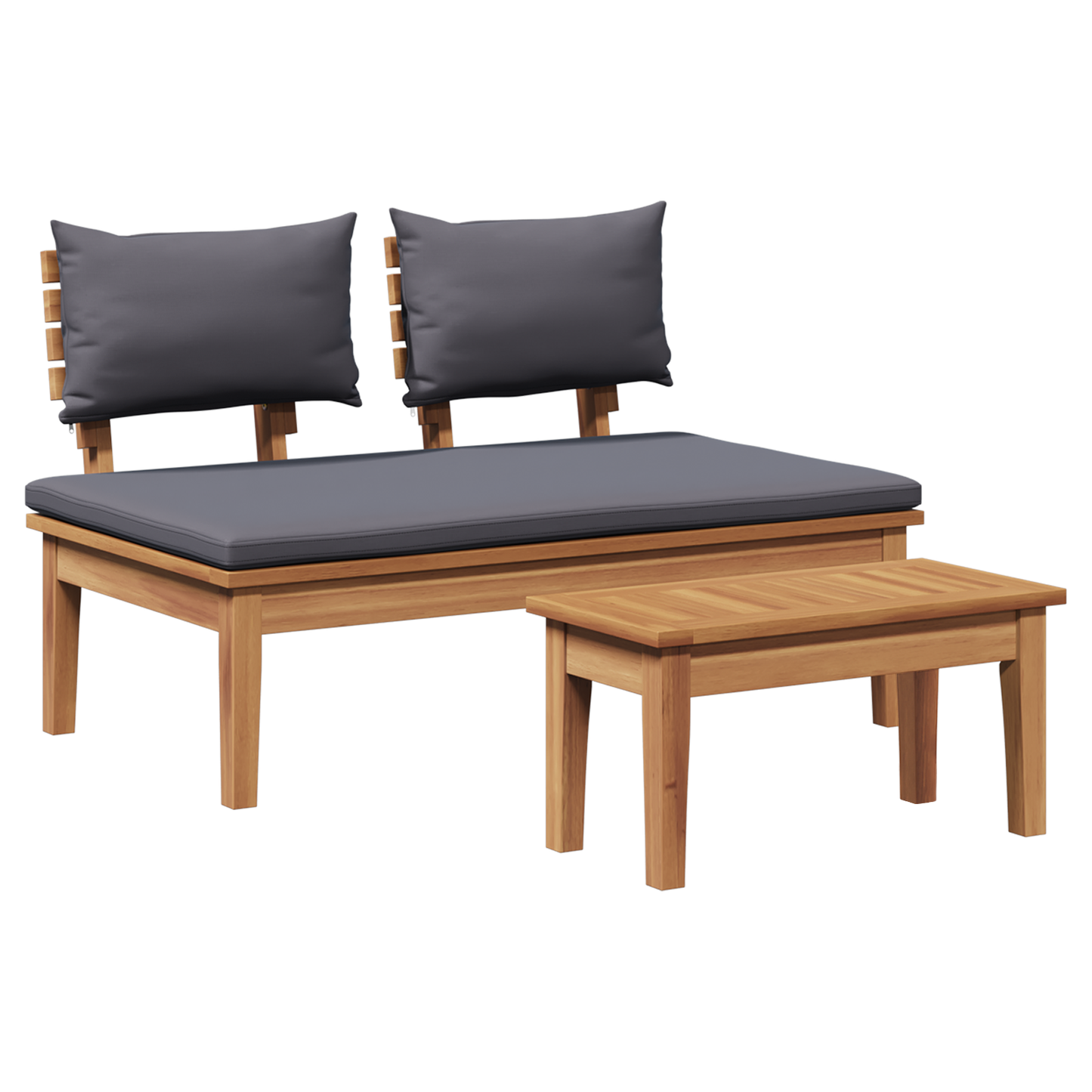 2 Piece Garden Bench Set Solid Wood Teak