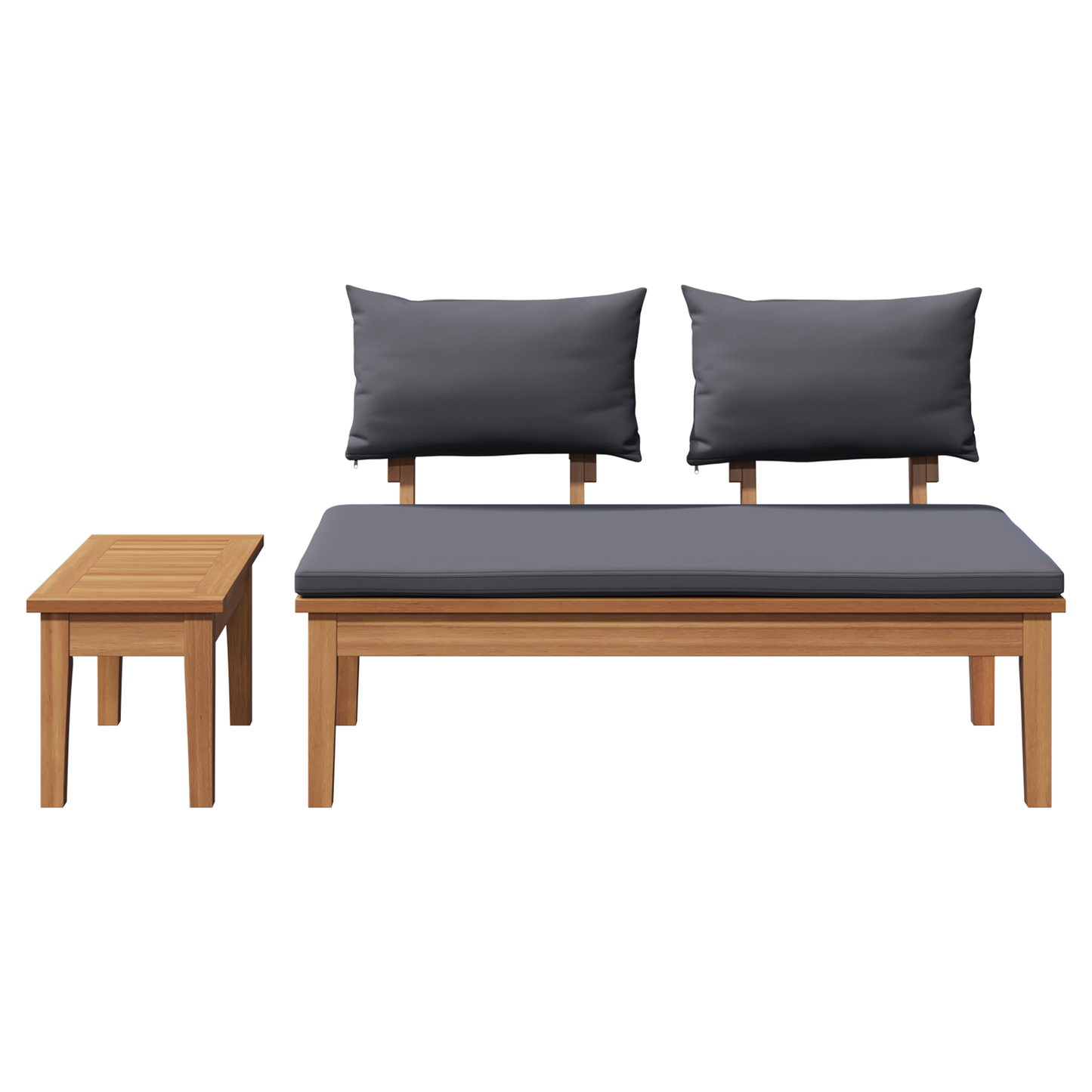 2 Piece Garden Bench Set Solid Wood Teak