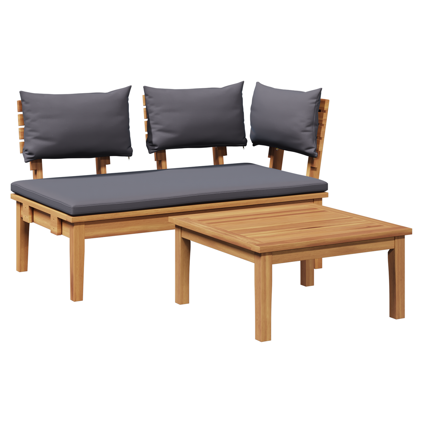 2 Piece Garden Bench Set Solid Wood Teak
