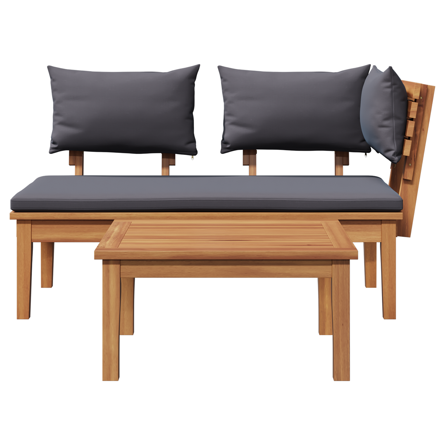2 Piece Garden Bench Set Solid Wood Teak