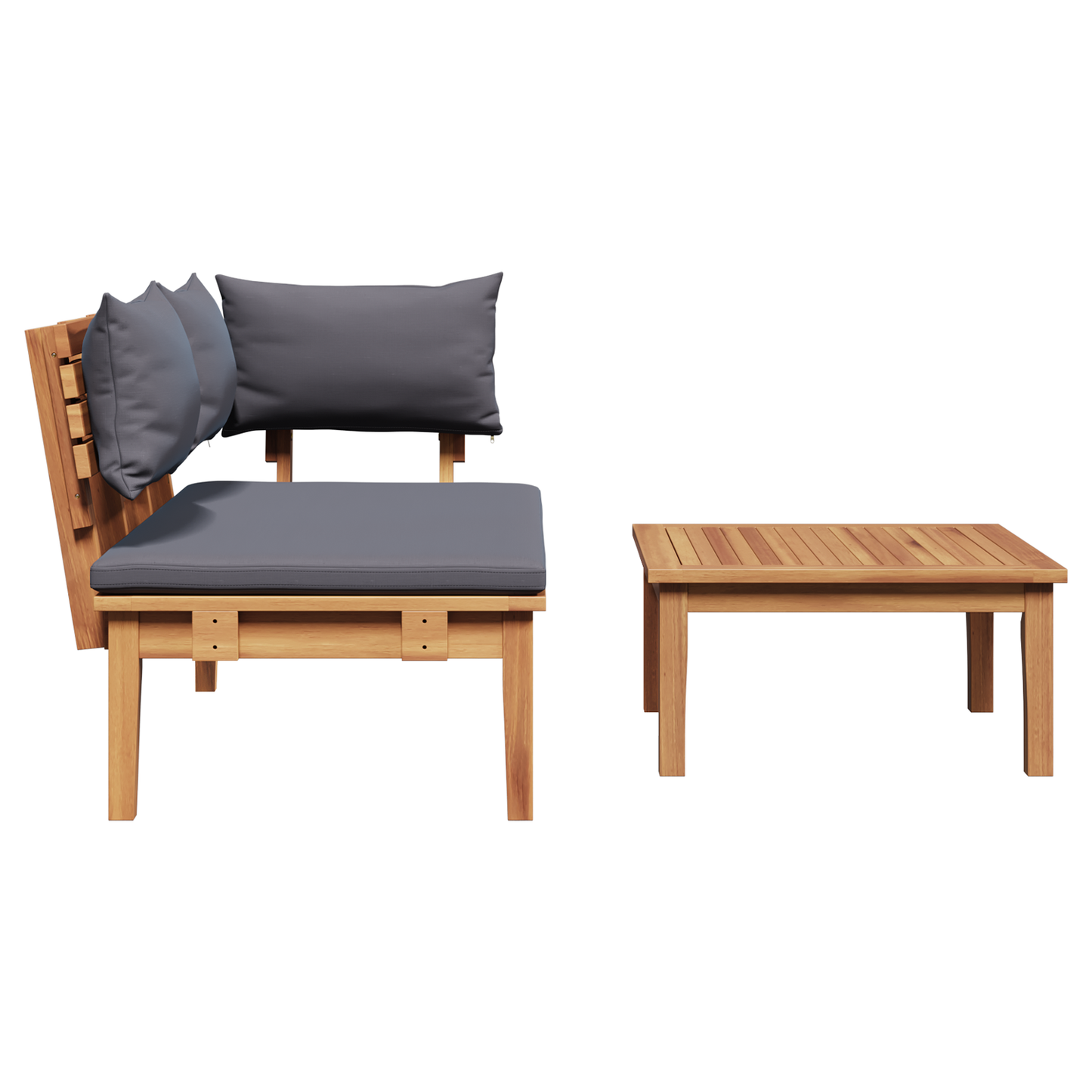 2 Piece Garden Bench Set Solid Wood Teak