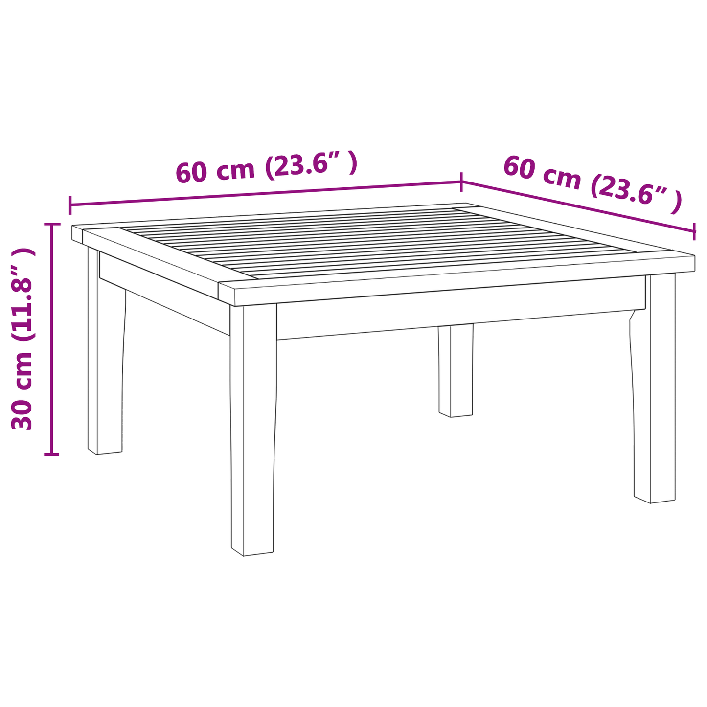 Garden Table 60x60x30 cm Solid Wood Teak