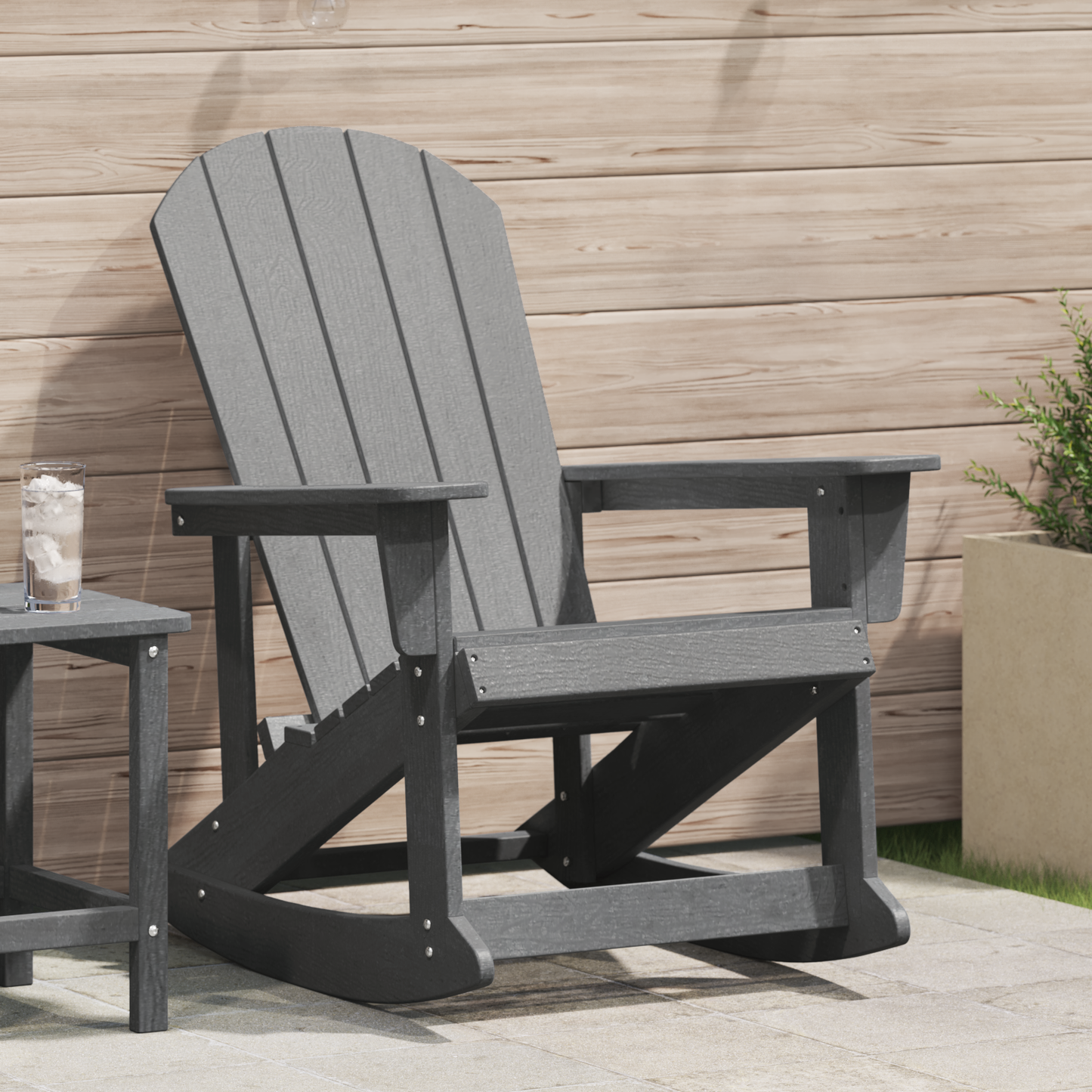 Adirondack Rocking Chair Light Grey 73.5x92x90 cm HDPE
