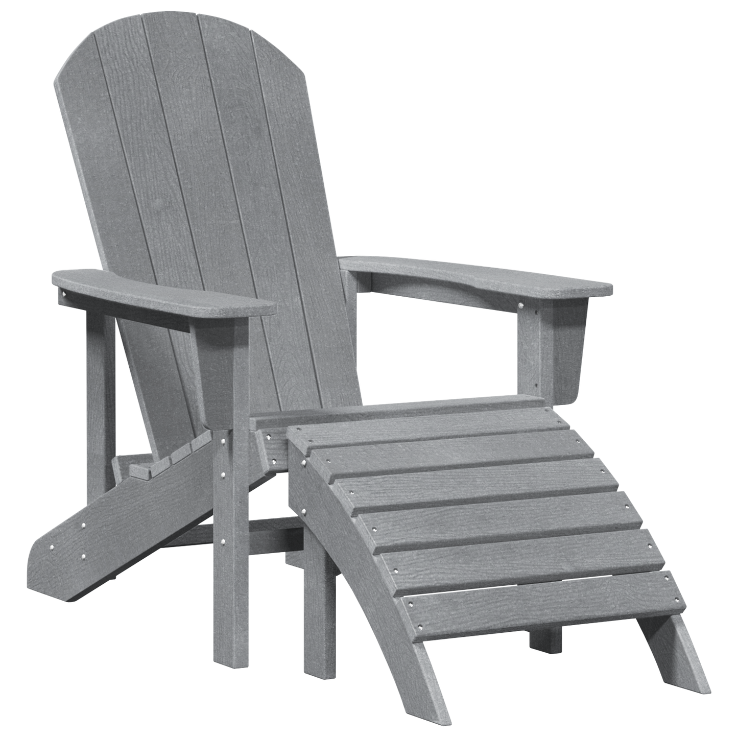Adirondack Chair with Footrest Light Grey HDPE
