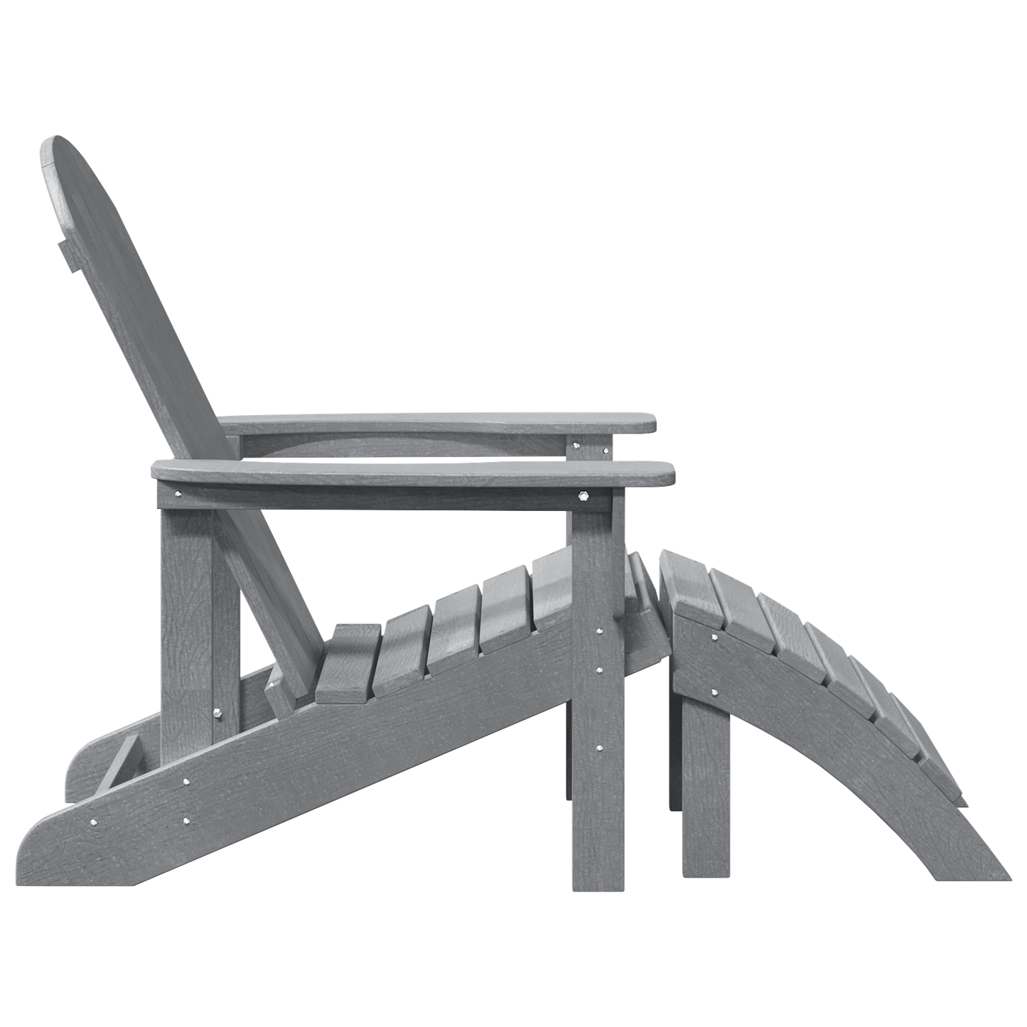 Adirondack Chair with Footrest Light Grey HDPE