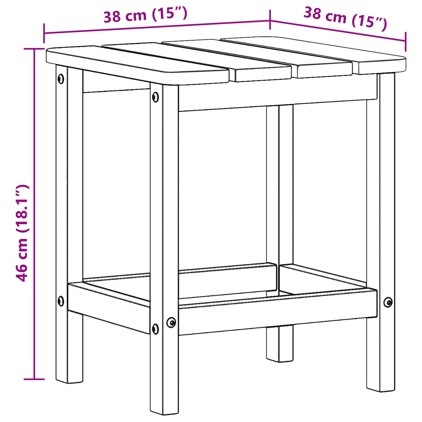 Adirondack Side Table Navy Blue 38x38x46 cm HDPE