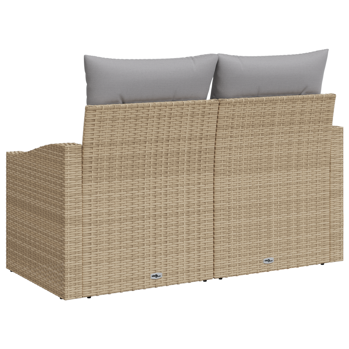 2-Seater Garden Sofa with Storage&Cushions Beige Poly Rattan