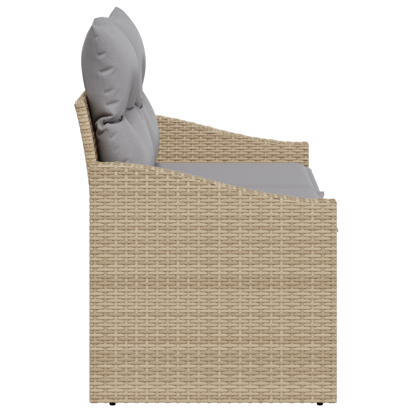 2-Seater Garden Sofa with Storage&Cushions Beige Poly Rattan