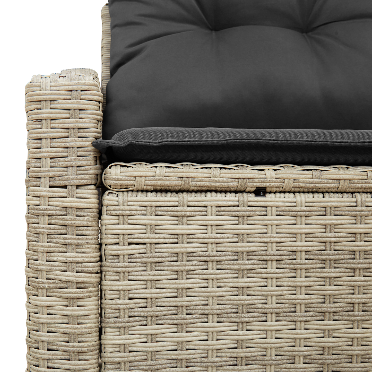 2-Seater Garden Sofa with Storage&Cushions Grey Poly Rattan