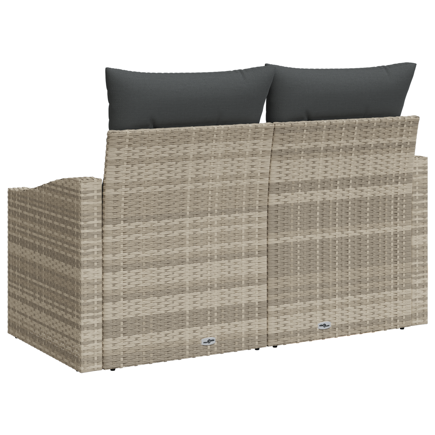 2-Seater Garden Sofa with Storage&Cushions Grey Poly Rattan