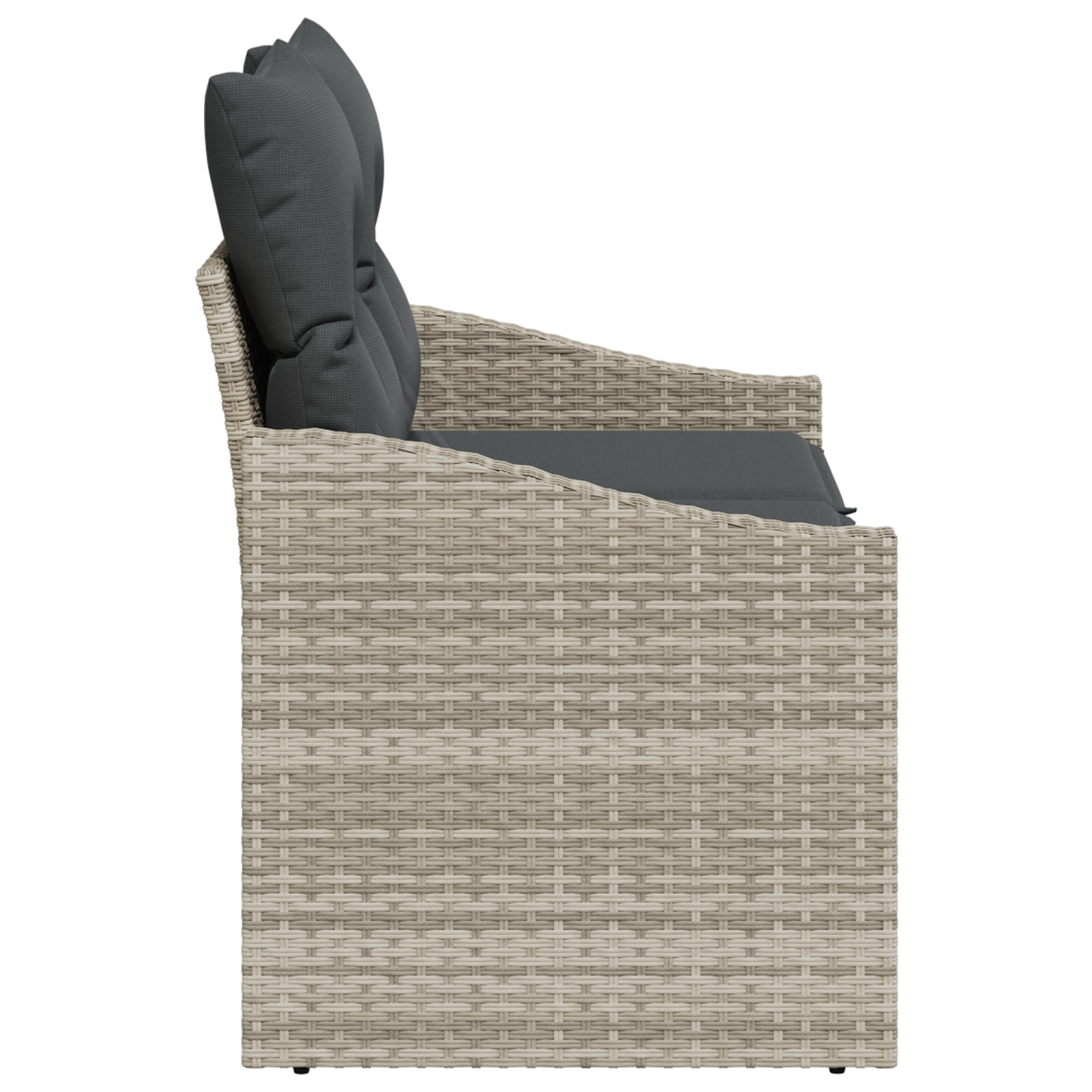 2-Seater Garden Sofa with Storage&Cushions Grey Poly Rattan