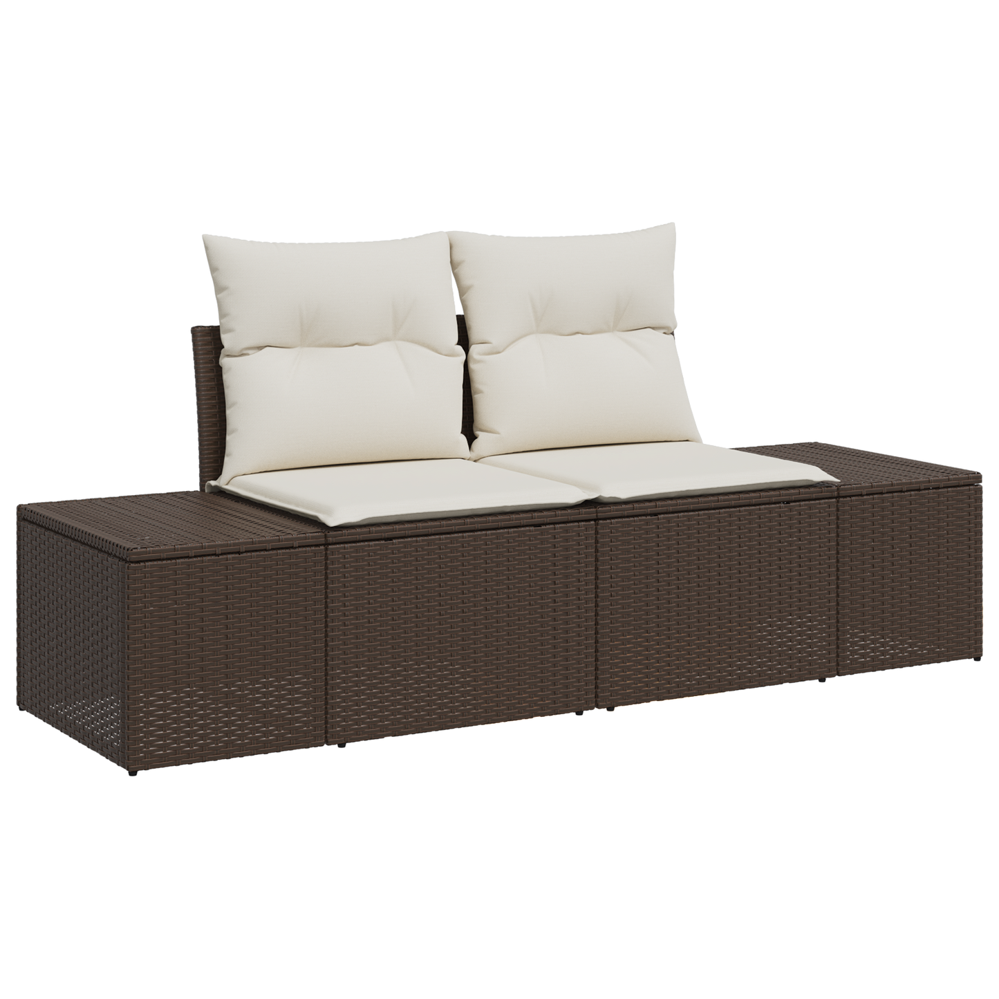 2-Seater Garden Sofa with Cushions Brown Poly Rattan