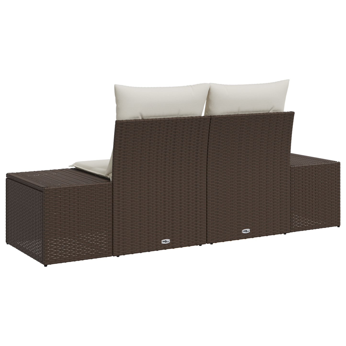 2-Seater Garden Sofa with Cushions Brown Poly Rattan