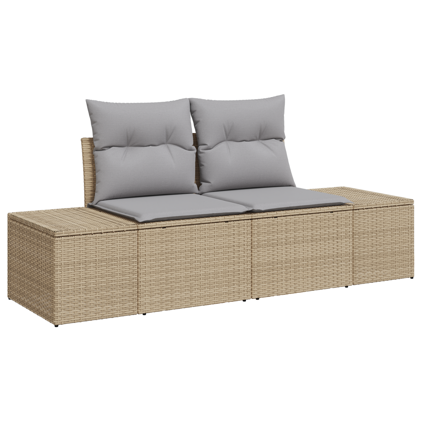 2-Seater Garden Sofa with Cushions Beige Poly Rattan
