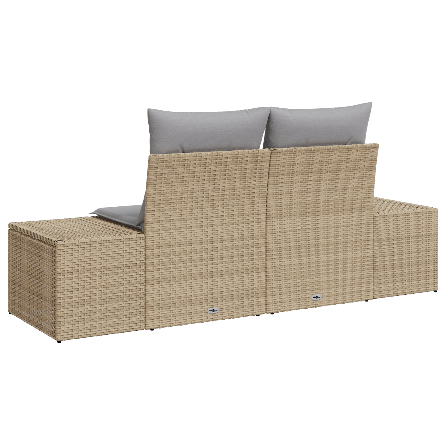 2-Seater Garden Sofa with Cushions Beige Poly Rattan