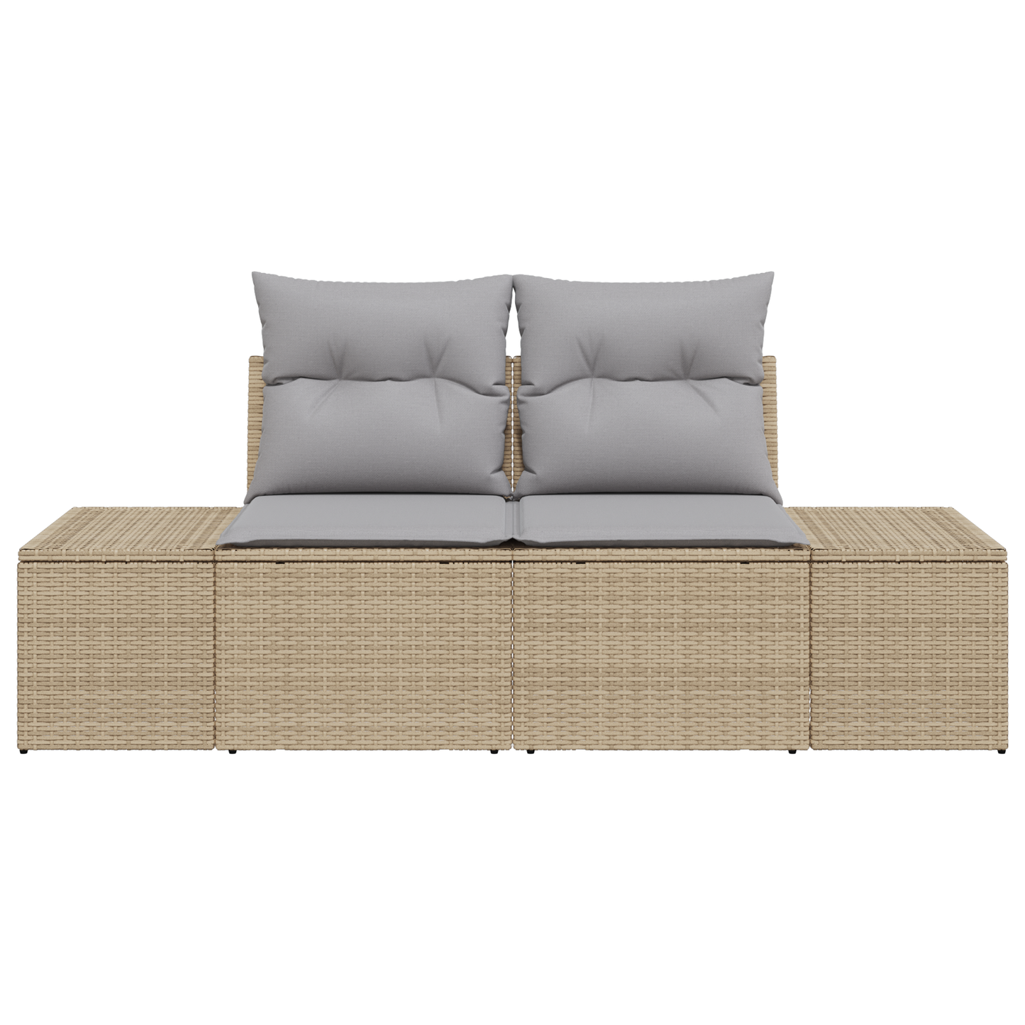 2-Seater Garden Sofa with Cushions Beige Poly Rattan