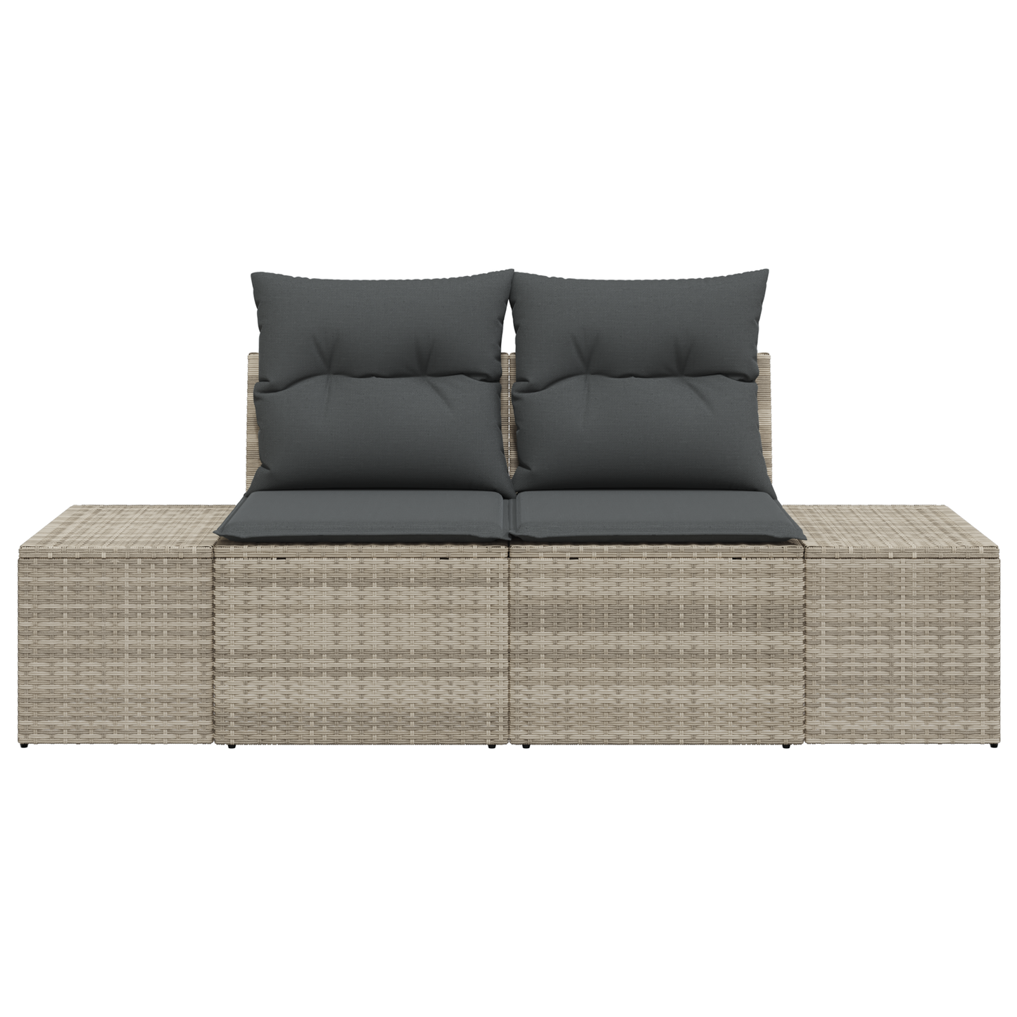 2-Seater Garden Sofa with Cushions Grey Poly Rattan