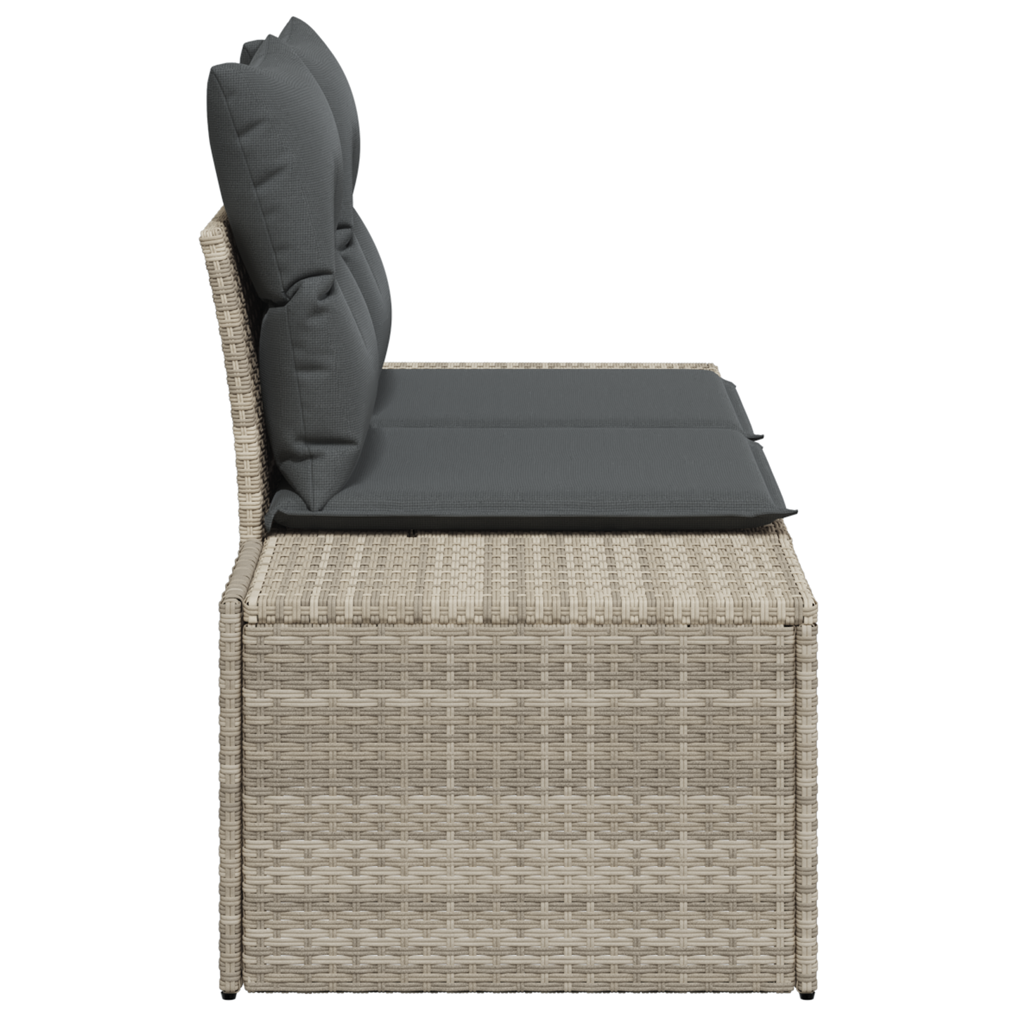 2-Seater Garden Sofa with Cushions Grey Poly Rattan