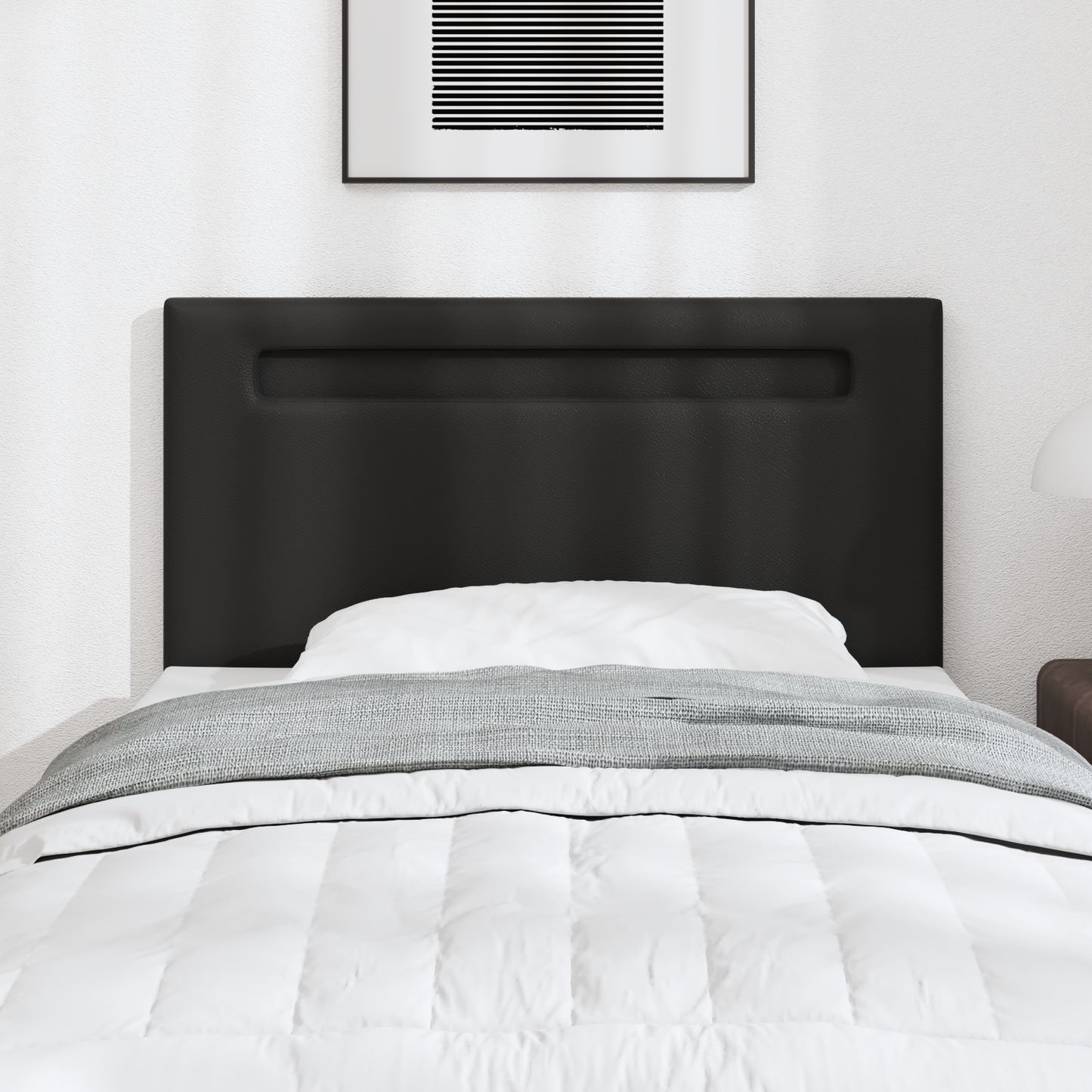 Headboard Plain Design Black 100 cm Faux Leather